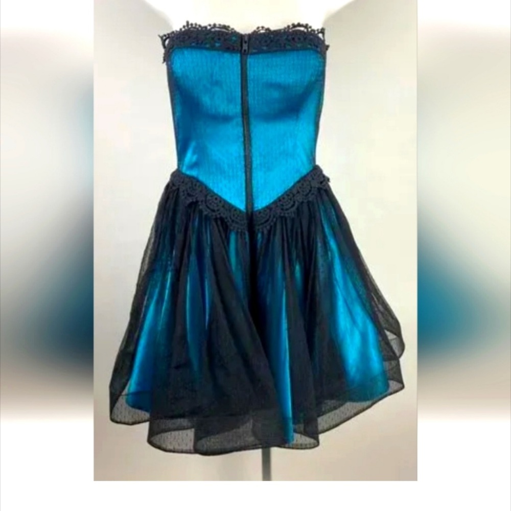 Betsey Johnson Blue and Black Strapless Dress